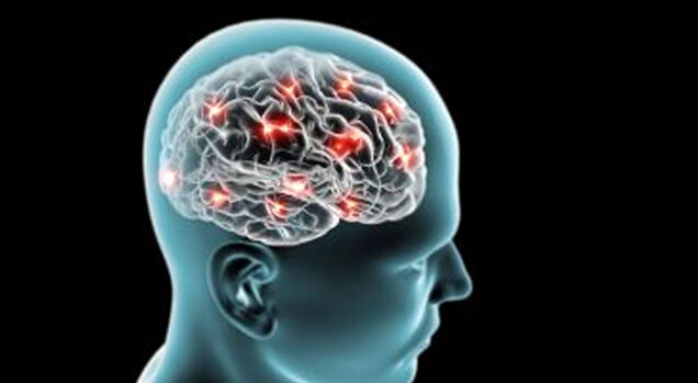 Ilustração de um cérebro humano com atividade cerebral