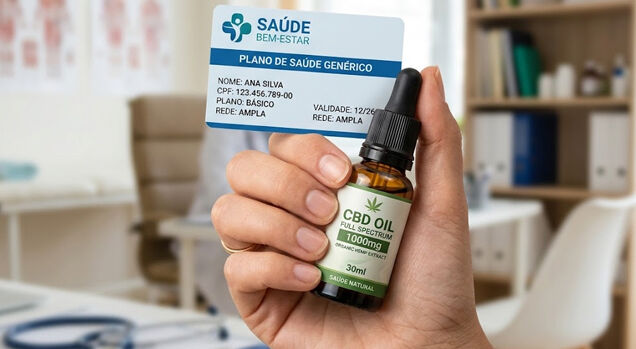 Óleo de CBD com cartão de plano de saúde genérico.
